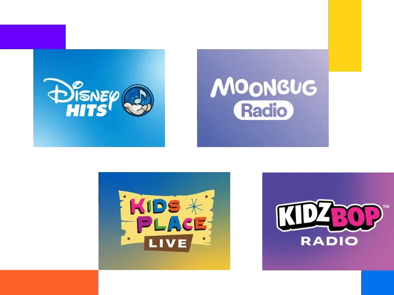 Disney Hits, Moonbug Radio, Kids Place Live, Kidz Bop Live